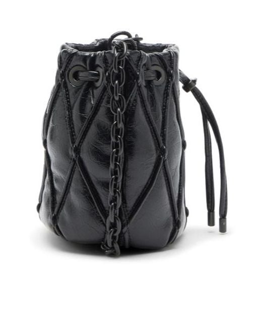 DIESEL Black Charm-D Diamond-Quilted Bucket Bag