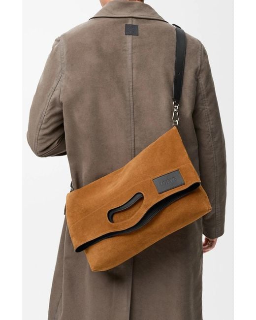Loewe Brown Bob Folded Tote En Cuir Velours for men