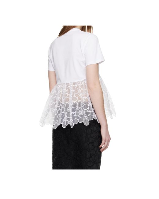 CECILIE BAHNSEN White Lace-Detail T-Shirt