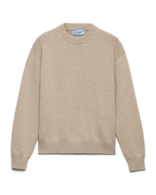 Prada Natural Triangle-Logo Ribbed Sweater for men