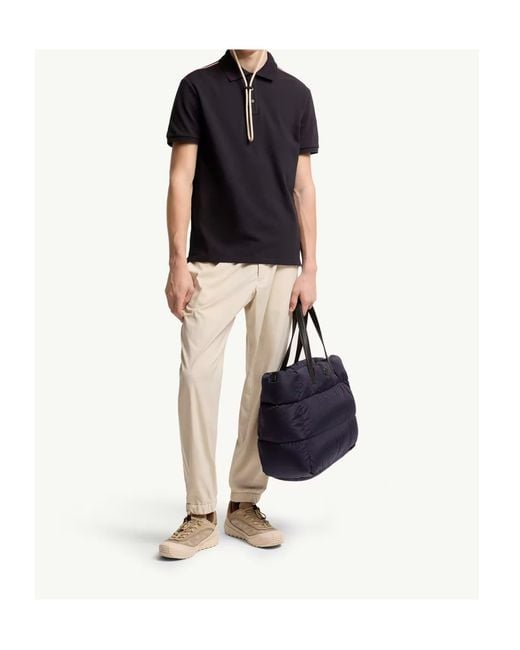 Moncler Black Logo Patch Short-Sleeved Polo Shirt for men