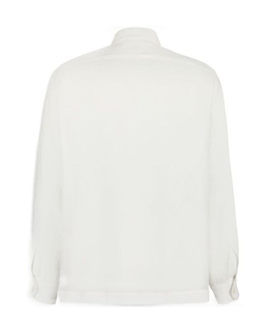 Brunello Cucinelli White Long Sleeve Button-Up Shirt for men