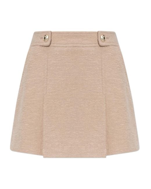 Tom Ford Natural Boucle Pleated Mini Skirt