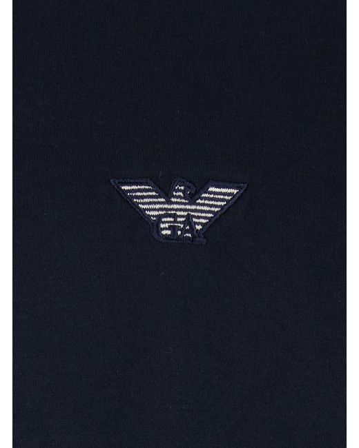 Emporio Armani Blue Logo Embroidered Crewneck Sweatshirt for men