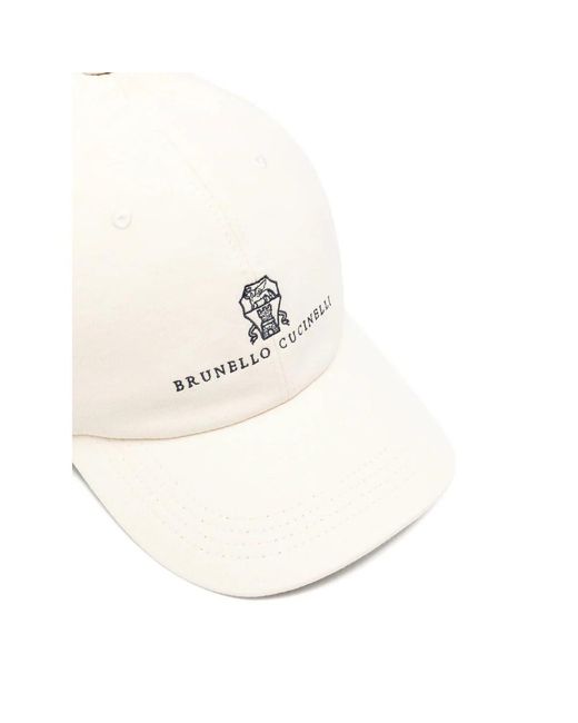 Brunello Cucinelli White Logo-Embroidered Baseball Hat for men