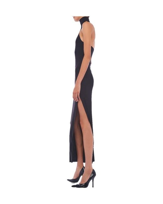 Norma Kamali Blue High Neck Open Back Maxi Dress