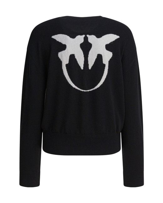 Pinko Black Martinica Logo Intarsia Jumper