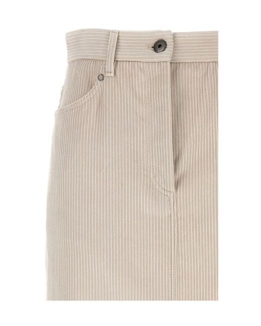 Brunello Cucinelli Natural Slit-Detail Corduroy Mini Skirt