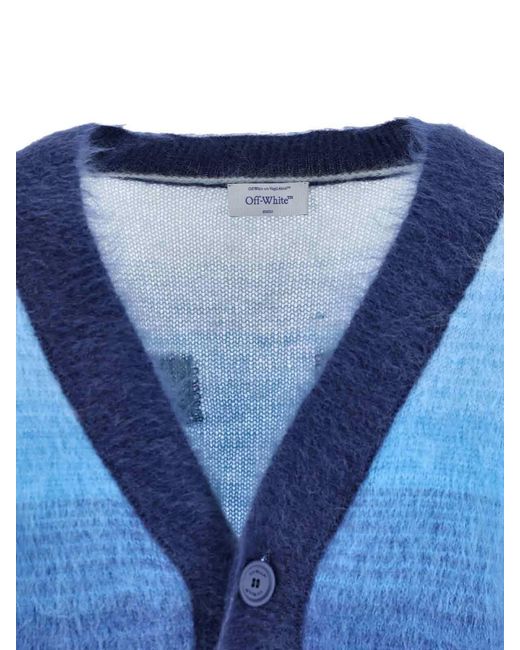 Off-White c/o Virgil Abloh Blue V-Neck Button-Up Cardigan for men