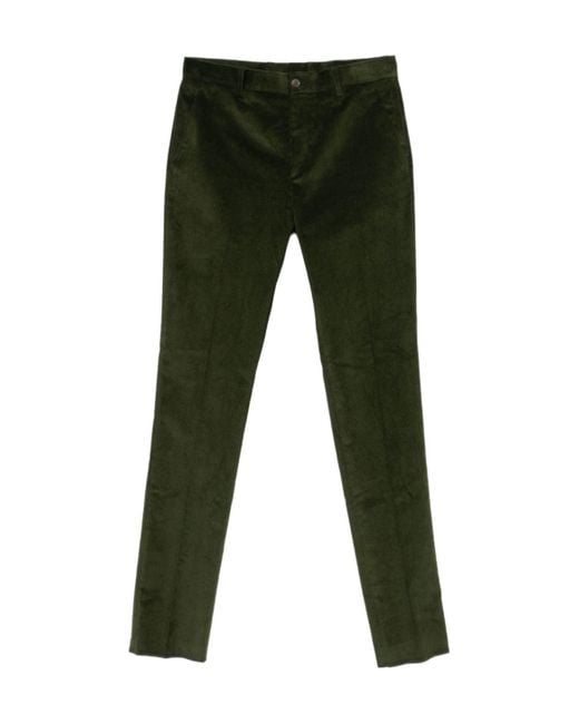 Etro Green Straight Leg Corduroy Trousers for men