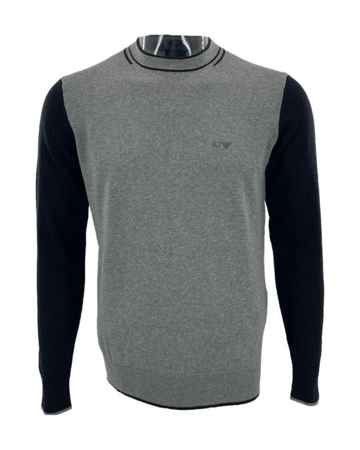 Armani Jeans Gray Round-Collar And Long-Sleeved Sweater for men