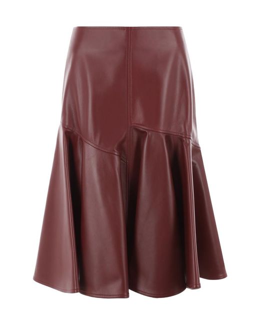 Bottega Veneta Purple Pleated Leather Skirt