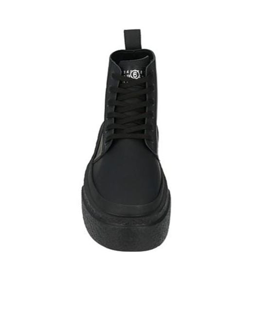 MM6 by Maison Margiela Black Simple Lace-Up Ankle Boots