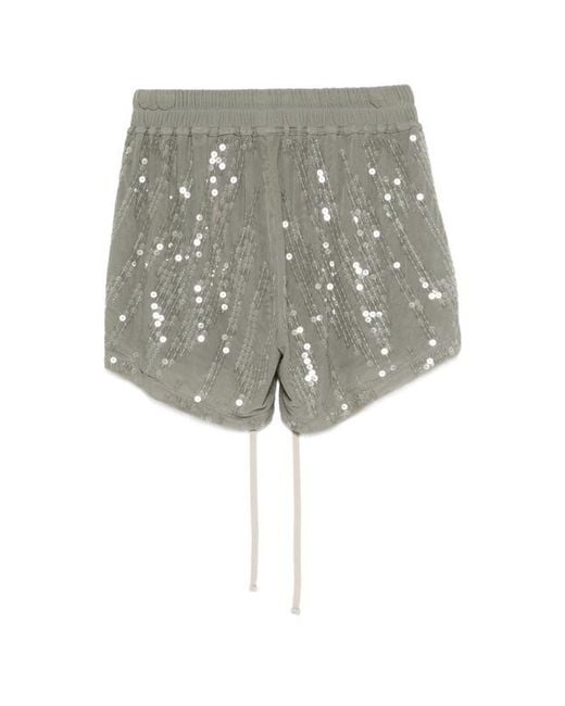 Rick Owens Gray Lilies Sequined Drawstring Shorts