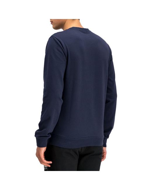 EA7 Blue Round Collar Long Sleeve Sweater for men