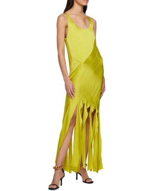 Stella McCartney Yellow Fringed Hem Sleeveless Dress