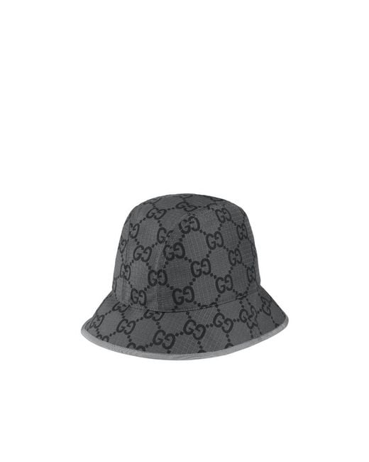 Gucci Gray Monogrammed Bucket Hat for men