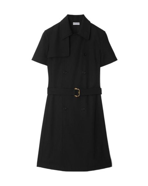 Burberry Black Double Breasted Belted Mini Dress