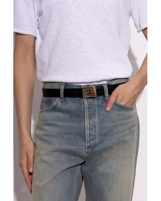DSquared² White Logo-Plaque Leather Belt for men