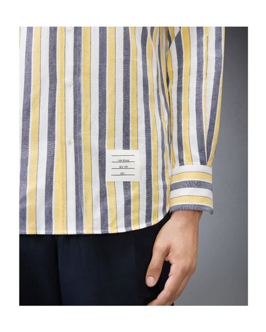 Thom Browne White Striped Button-Down Shirt for men