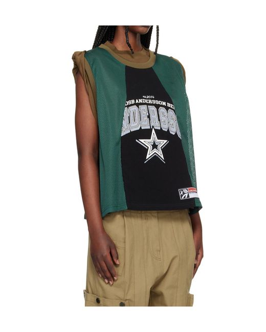 ANDERSSON BELL Green Layered Rolled-Up Basketball Jersey T-Shirt