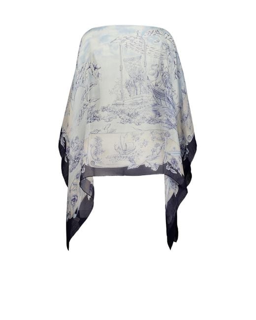 Ferragamo Gray Floral Pattern Shawl
