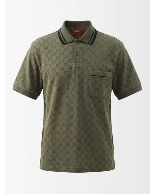 Gucci Green Gg Jersey Jacquard Polo Shirt for men