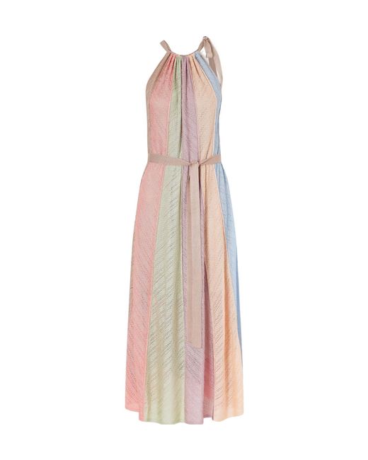 Zimmermann Pink Mahon Splice Halter Mesh Midi Dress