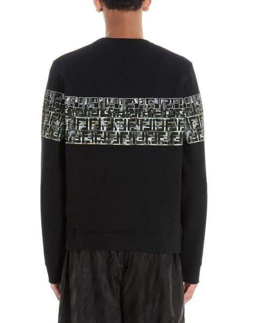 Fendi Black Ff Camouflage Printed Hoodie for men