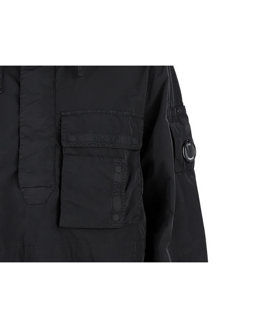 C P Company Black Drawstring-Hood Anorak Jacket for men