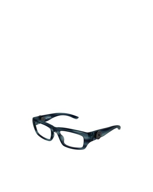 Balenciaga Blue Eyewear Rectangle Frame Glasses for men