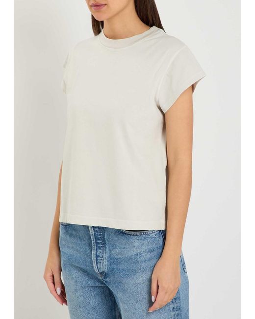 Agolde White Solid Color Cotton T-Shirt