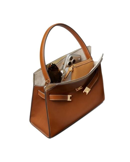 Tory Burch Brown Lee Radziwill Small Tote Bag