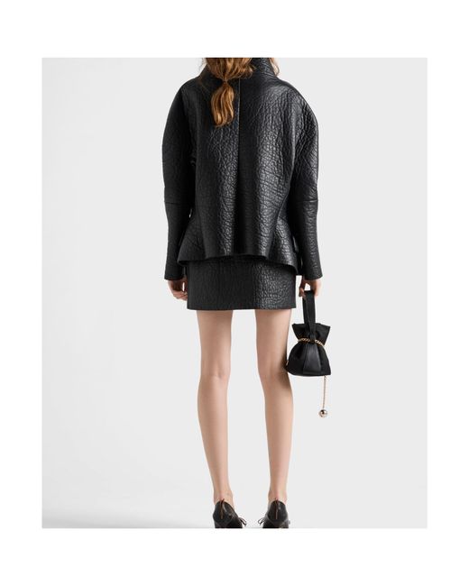 Prada Black Bonded Nappa Leather Jacket