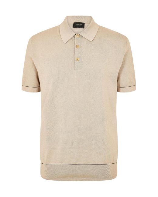 Brioni Natural Short Sleeve Polo Shirt for men