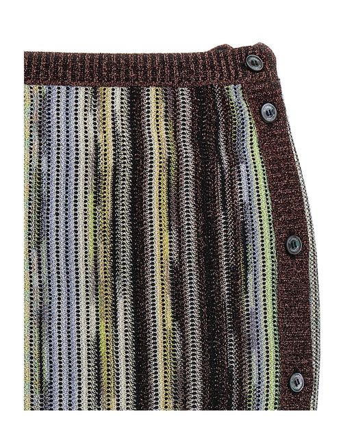 Missoni Black Striped Side Buttoned Mini Skirt