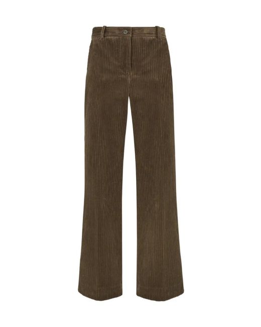 P.A.R.O.S.H. Brown Corduroy Straight-Leg Trousers