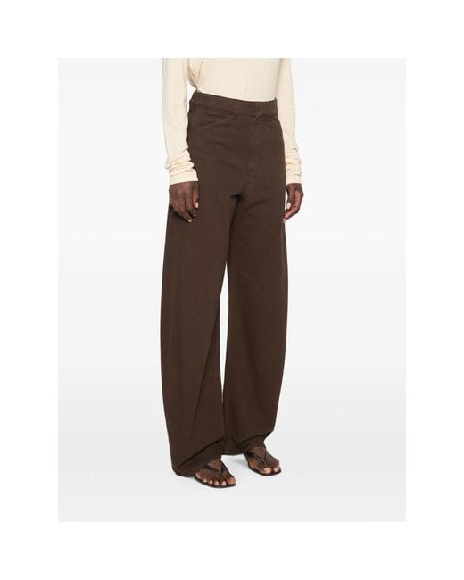 Lemaire Brown Wide-Leg High-Rise Pants