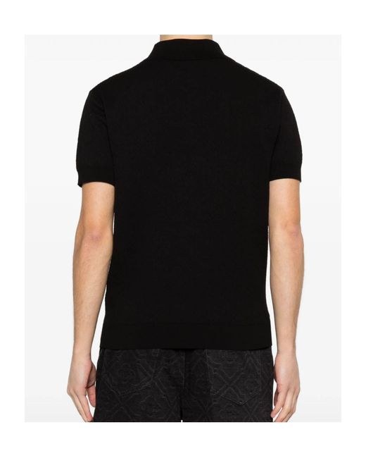Casablanca Black Short Sleeved Polo Shirt for men