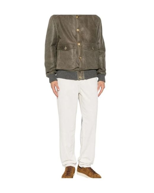 Brunello Cucinelli Green Corduroy Five-Pocket Trousers for men