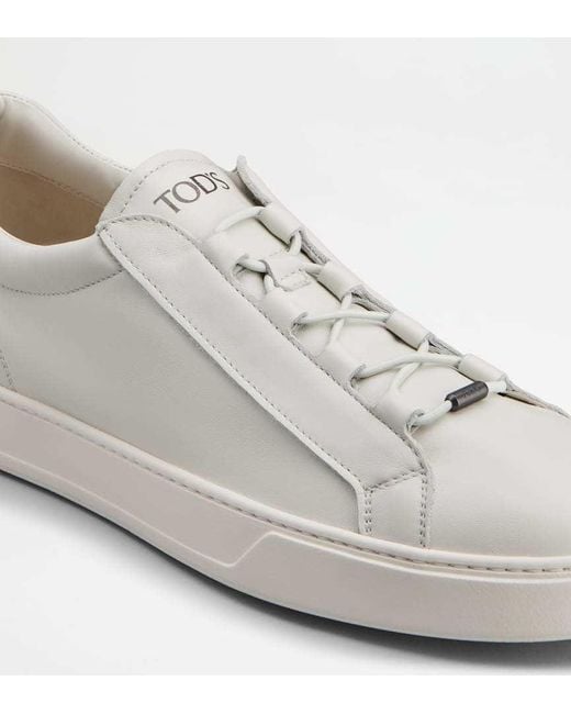 Tod's White Round Toe Lace-Up Sneakers for men