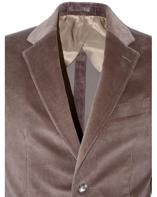 Lardini Brown Corduroy Single-Breasted Blazer for men
