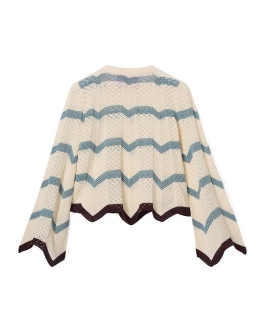LaDoubleJ White Chevron-Knit Scalloped-Edge Knit