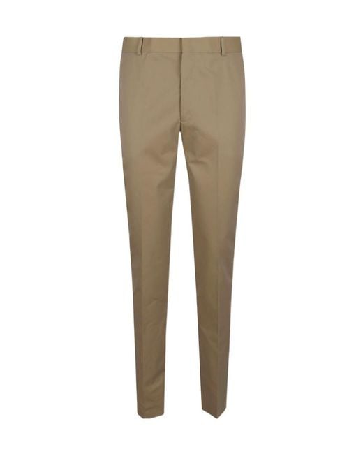 McQueen Natural Cotton Cigarette Trousers for men