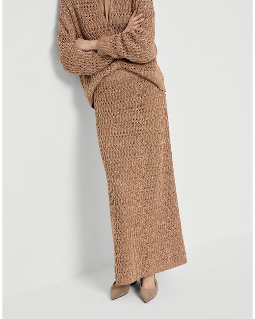 Brunello Cucinelli Natural Dazzling-Braids Maxi Skirt