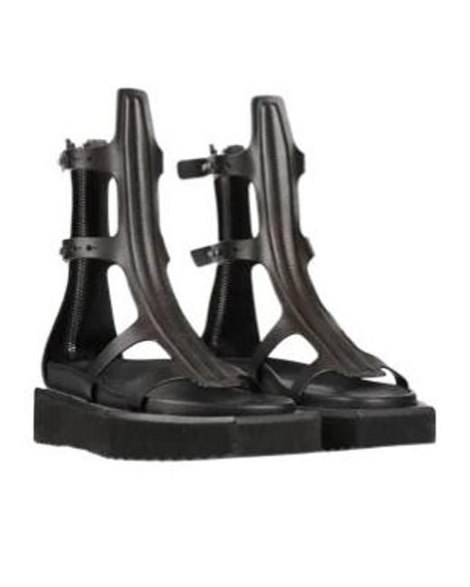 Rick Owens Black Simple Leather Roman Sandals