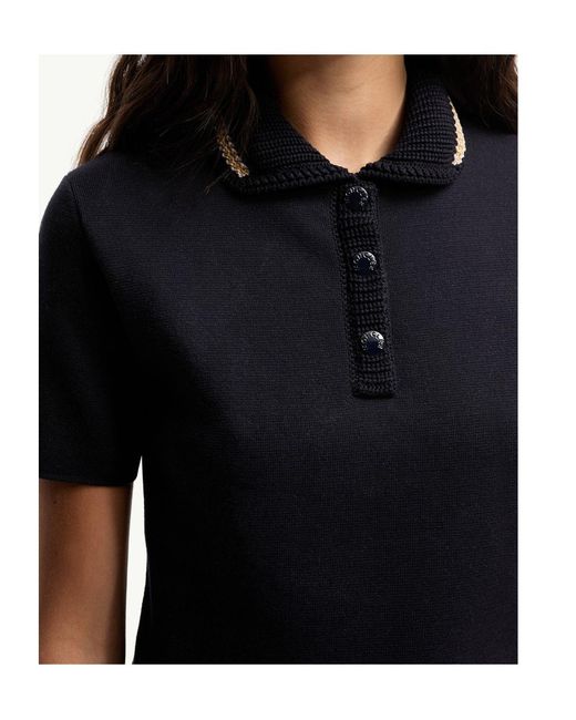 Moncler Black Cotton Knit Polo Shirt