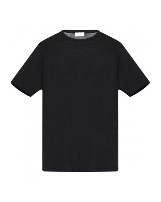 Saint Laurent Black Crewneck Short-Sleeved T-Shirt for men