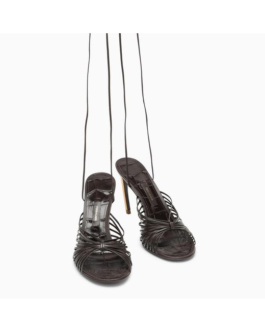 Ferragamo Black Strap-Up High-Heeled Sandals