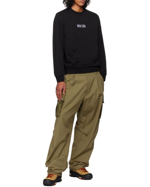 Moncler Black Embroidered Logo Sweatshirt for men